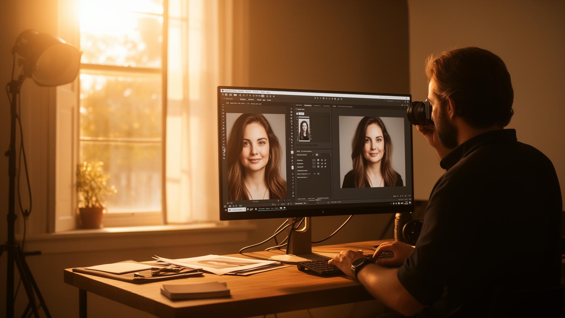 Photo retouching workspace in New Orleans